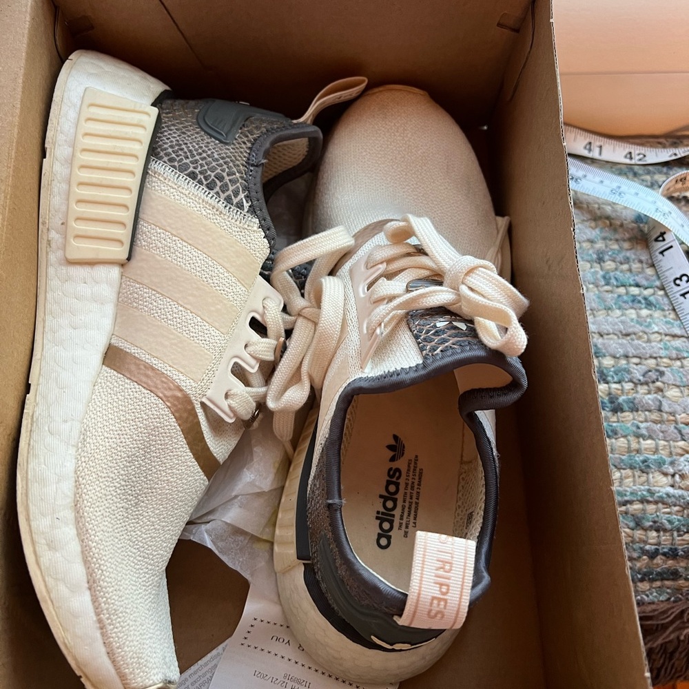 Adidas NMD R1 Cream, Grey and Copper Sneakers
